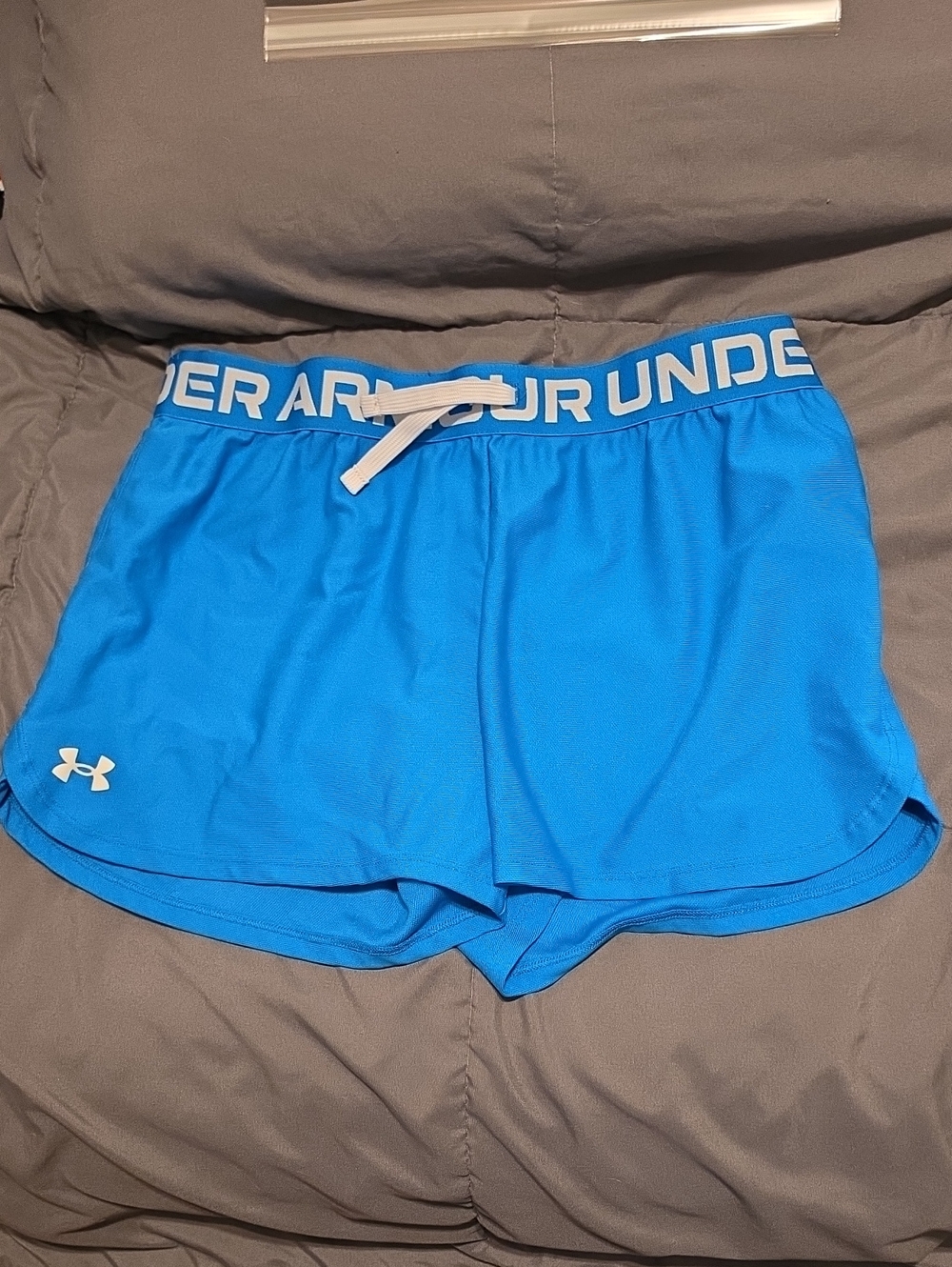 Under Armour Bright Blue Athletic Shorts with White Waistband Logo